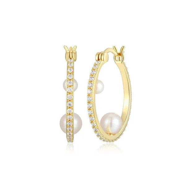 White Pearl & CZ Earrings Taylors Jewellers Alliston, ON