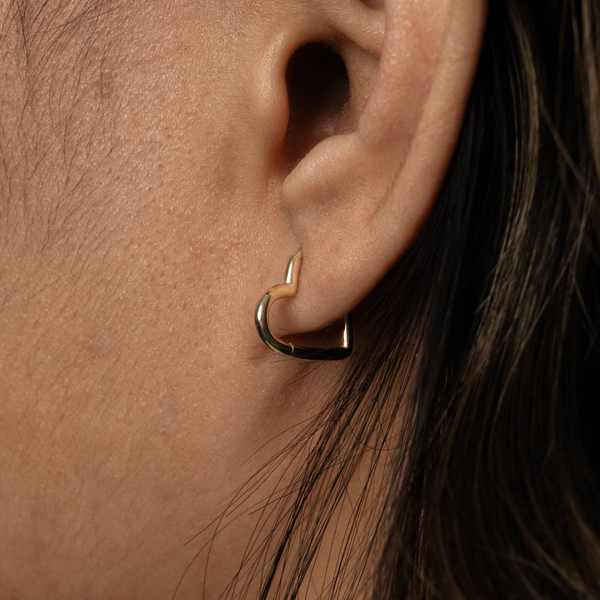 Sterling Silver Gold Vermeil Heart Huggie Earrings Image 2 Taylors Jewellers Alliston, ON