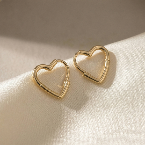 Sterling Silver Gold Vermeil Heart Huggie Earrings Taylors Jewellers Alliston, ON