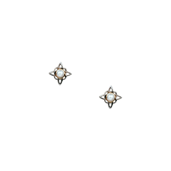 Keith Jack Silver And 10k Gold Celestial Stud Earrings - Fresh Water Pearl PEX178-FWP Taylors Jewellers Alliston, ON