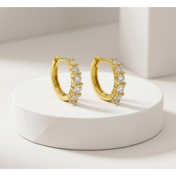 Gold Vermeil Lab Grown Diamond Huggies Image 2 Taylors Jewellers Alliston, ON