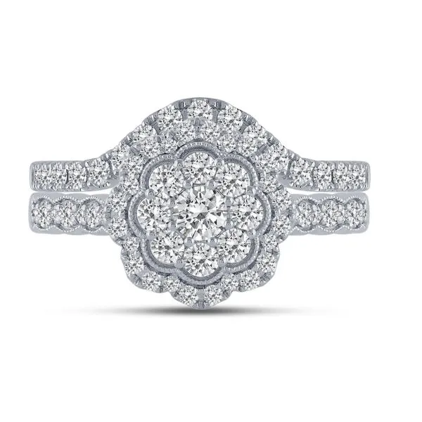 14Kt Yellow Gold Scalloped Round Cluster Design Wedding Set Tena's Fine Diamonds and Jewelry Elberton, GA