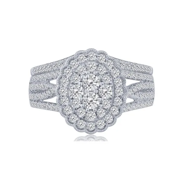 10K White Gold 1.01ctw Diamond Oval Cluster Wedding Set Ring Tena's Fine Diamonds and Jewelry Elberton, GA