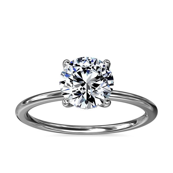14Kt White Gold Round Engagement Ring with Platinum 4 Prong Head Tena's Fine Diamonds and Jewelry Athens, GA