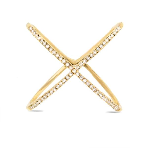 14K Yellow Gold Diamond Ladies "X" Ring Tena's Fine Diamonds and Jewelry Athens, GA