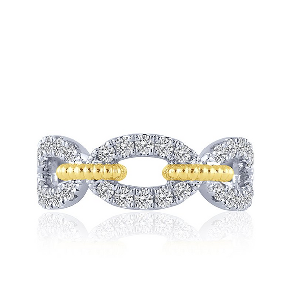 14K Two Tone Diamond Link Ring Tena's Fine Diamonds and Jewelry Athens, GA