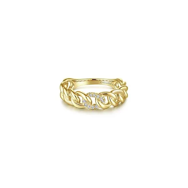 14K Yellow Gold Diamond Link Anniversary Ring Tena's Fine Diamonds and Jewelry Athens, GA