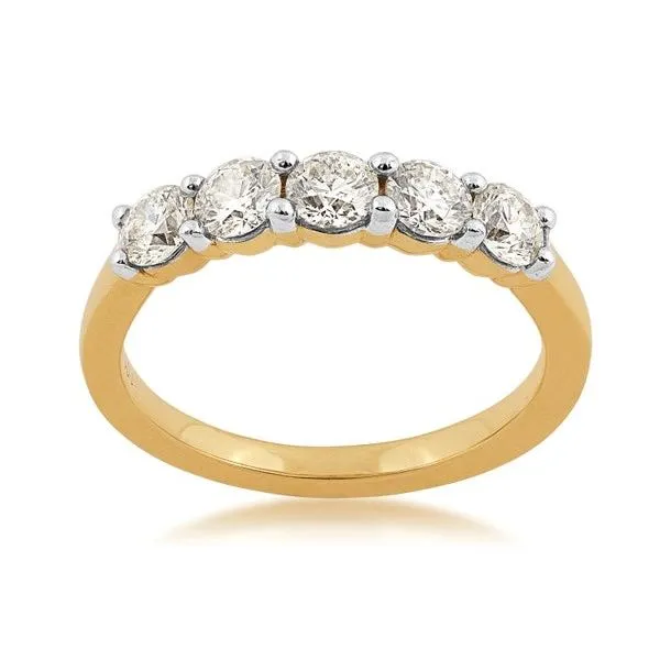 14K Yellow Gold 1.00ctw 5 Diamond Shared Prong Band Tena's Fine Diamonds and Jewelry Athens, GA