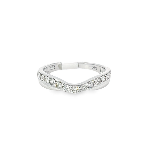 14 Karat White Gold Curved Diamond Anniversary Band Tena's Fine Diamonds and Jewelry Athens, GA