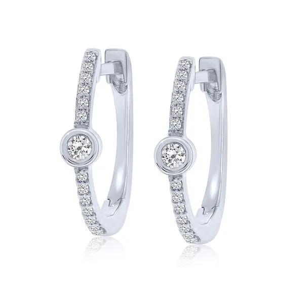 10 Karat White Gold Diamond Hoop Petite Earrings Tena's Fine Diamonds and Jewelry Elberton, GA