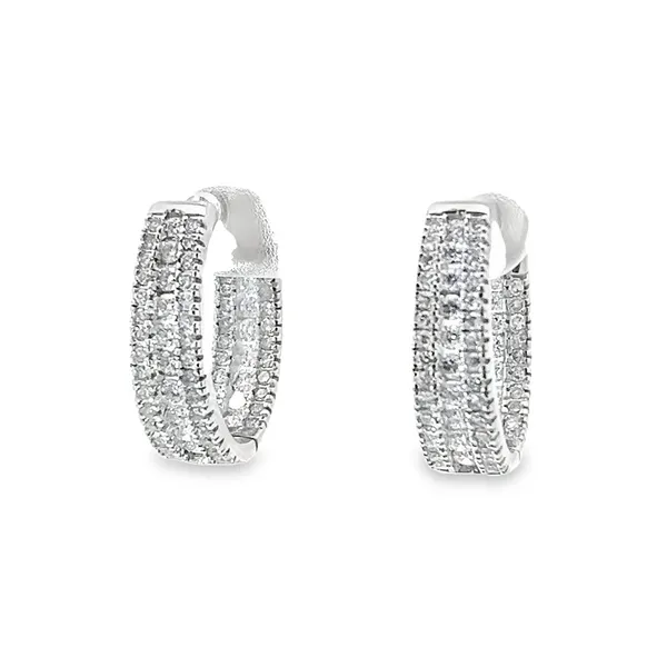 14 Karat White Gold Diamond Three Row Hoops Tena's Fine Diamonds and Jewelry Elberton, GA