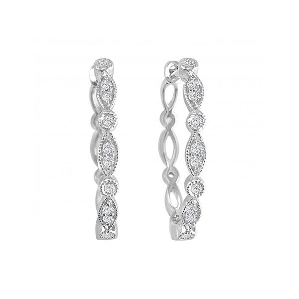 14K White Gold Diamond Hoop Earrings Tena's Fine Diamonds and Jewelry Athens, GA