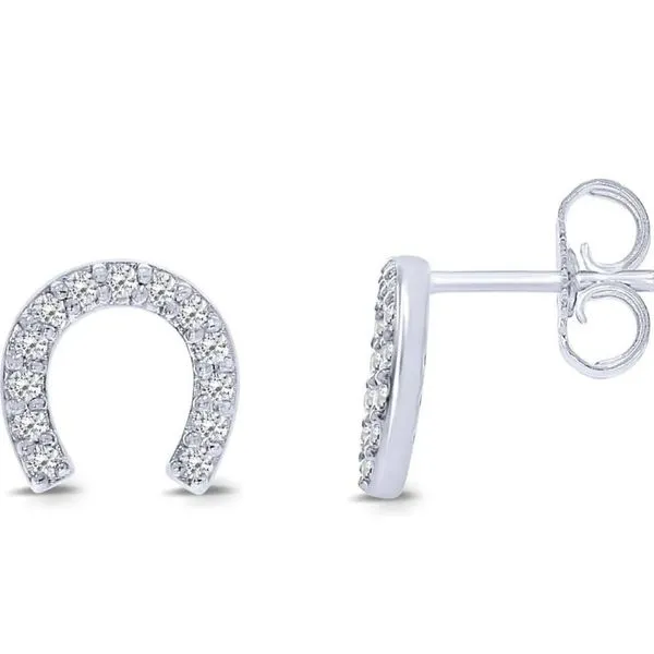10 Karat White Gold Diamond Horseshoe Earrings Tena's Fine Diamonds and Jewelry Athens, GA