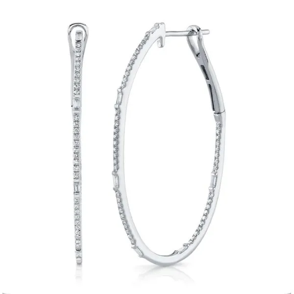 14K White Gold Diamond Oval Hoop Earrings Tena's Fine Diamonds and Jewelry Elberton, GA