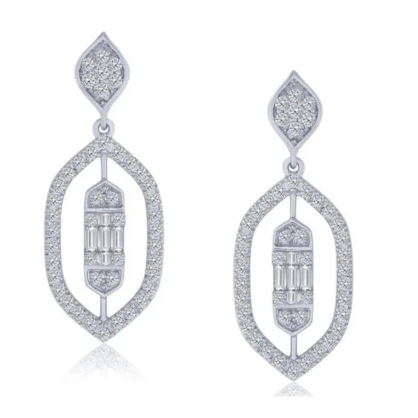 14 Karat White Gold Vintage Drop Diamond Earrings Tena's Fine Diamonds and Jewelry Athens, GA