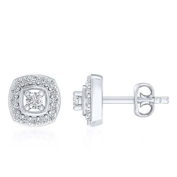 10 Karat White Gold Diamond Halo Stud Earrings Tena's Fine Diamonds and Jewelry Athens, GA