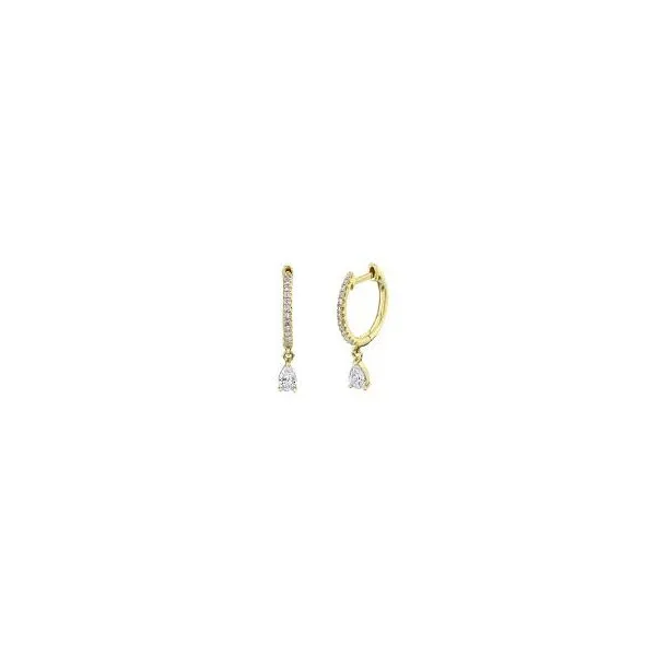 14Kt Yellow Gold .33 Carat Total Weight Pear Diamond Huggie Earrings Tena's Fine Diamonds and Jewelry Athens, GA