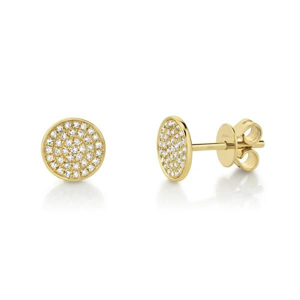 14 Karat Yellow Diamond Pave Stud Earrings Tena's Fine Diamonds and Jewelry Athens, GA