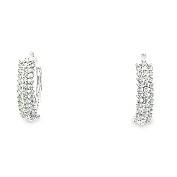 10K White Gold Diamond Leaf Hoop Earrings similar item image