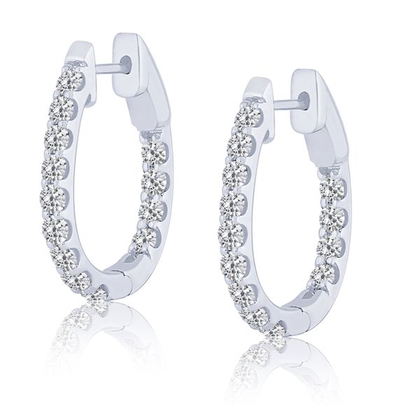 14Kt White Diamond Inside/Outside Hoop Earrings Tena's Fine Diamonds and Jewelry Athens, GA