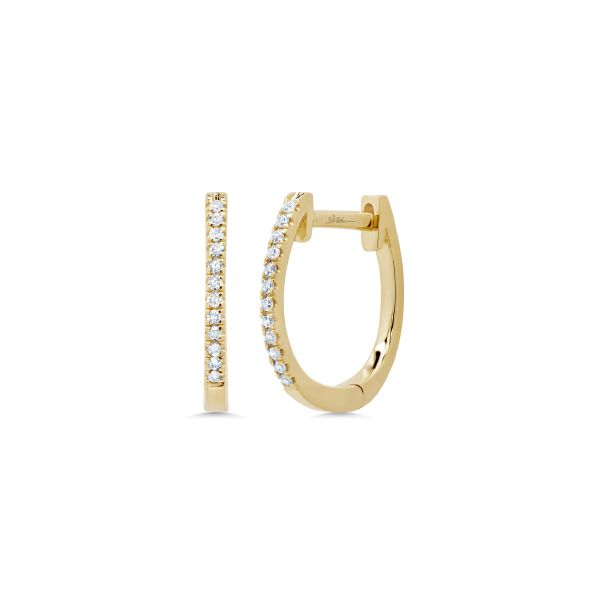 14K Yellow Gold Diamond Huggie Hoop Earrings Tena's Fine Diamonds and Jewelry Athens, GA