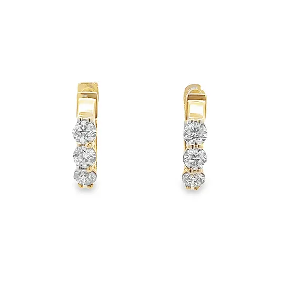 14 Karat Yellow Gold Diamond Huggie Hoop Earrings Tena's Fine Diamonds and Jewelry Athens, GA