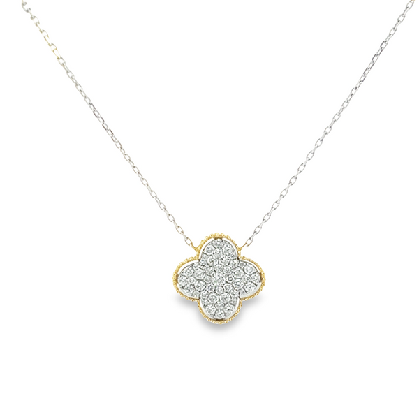 14Kt White and Yellow Diamond Cluster Clover Pendant Tena's Fine Diamonds and Jewelry Athens, GA