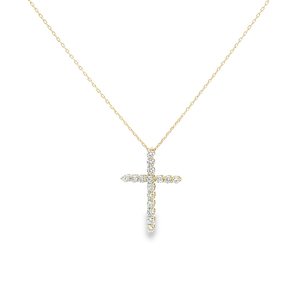 14Kt Yellow Diamond Cross Pendant & Chain Tena's Fine Diamonds and Jewelry Athens, GA