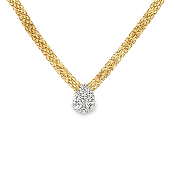 14K Yellow Gold 5mm Mesh V Chain with .50ctw Diamond Cluster Tena's Fine Diamonds and Jewelry Athens, GA