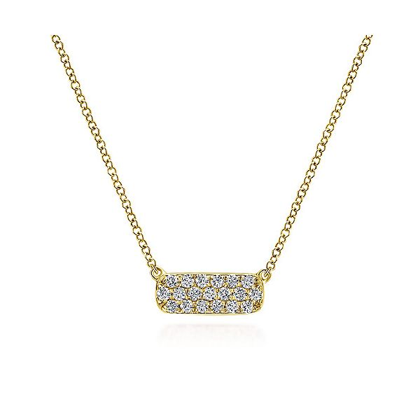 14Kt Yellow Gold Diamond Pave Bar Necklace Tena's Fine Diamonds and Jewelry Athens, GA