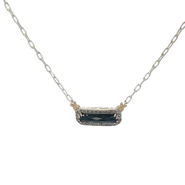 14K Yellow Gold and Sterling Silver Black Onyx Necklace Tena's Fine Diamonds and Jewelry Athens, GA