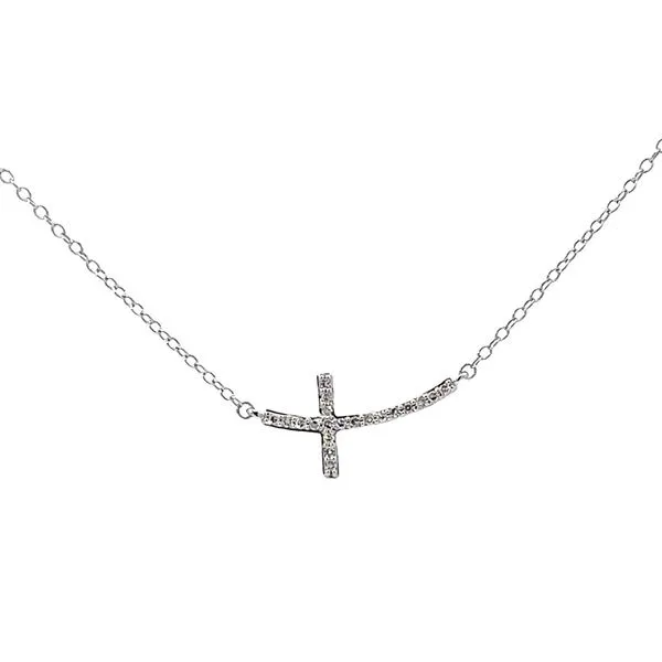 .10 Carat 10KT White Gold Sideways Cross Necklace Tena's Fine Diamonds and Jewelry Athens, GA