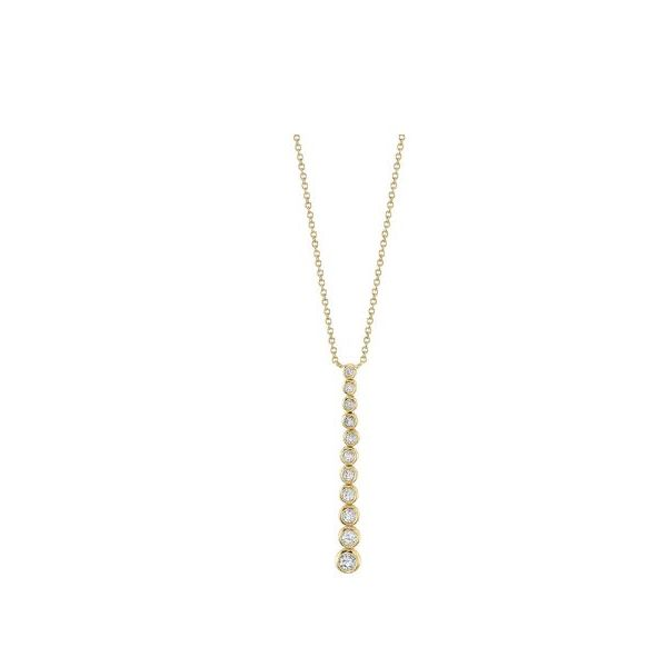 14 Karat Yellow Gold Diamond Journey Bezel Necklace by Shy Creations Tena's Fine Diamonds and Jewelry Athens, GA