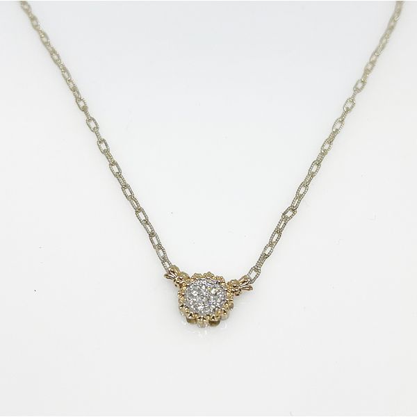 14K Yellow Gold and Sterling Silver Diamond Cluster Pendant Tena's Fine Diamonds and Jewelry Elberton, GA