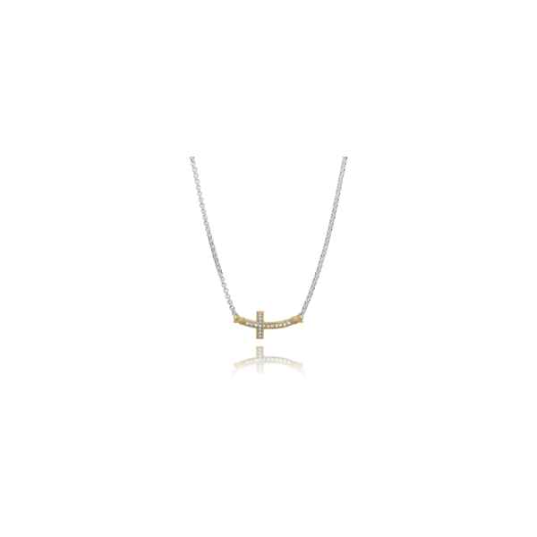 The Coffs Harbour: White Gold Sideways Cross Necklace set with Diamonds