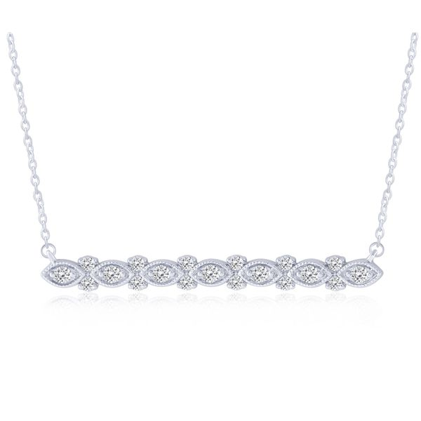 10 Karat White Gold Diamond Bar Necklace Tena's Fine Diamonds and Jewelry Athens, GA