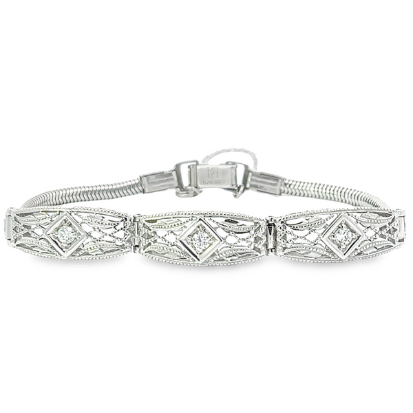 14 Karat White Gold Diamond Links Bracelet Tena's Fine Diamonds and Jewelry Athens, GA