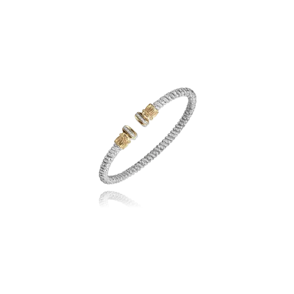 Sterling Silver and 14 Karat Yellow Gold Diamond Cuff Bracelet Tena's Fine Diamonds and Jewelry Elberton, GA