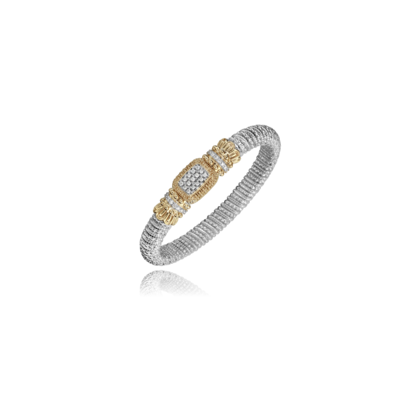 14Kt Yellow and Sterling Silver Diamond Closed Bracelet Tena's Fine Diamonds and Jewelry Athens, GA