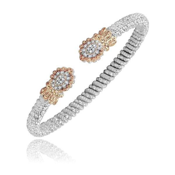 14Kt Rose Gold and Sterling Silver Diamond Open Band Bracelet Tena's Fine Diamonds and Jewelry Elberton, GA