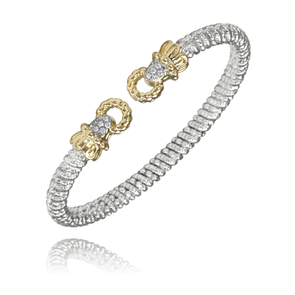14Kt Yellow Gold and Sterling Silver Open Band Bracelet Tena's Fine Diamonds and Jewelry Athens, GA