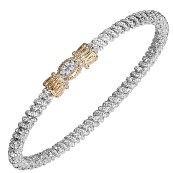 14 Karat Yellow Gold and Sterling Silver Diamond Oval Center Bracelet Tena's Fine Diamonds and Jewelry Athens, GA