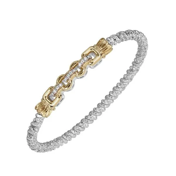 Sterling Silver and 14Kt Yellow Diamond Closed Band Bracelet Tena's Fine Diamonds and Jewelry Elberton, GA