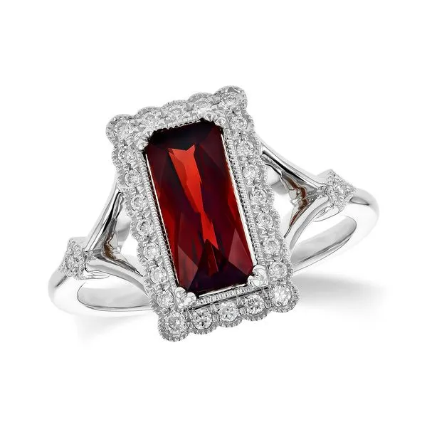 14K White Gold Garnet Ring with Diamond Accents Tena's Fine Diamonds and Jewelry Athens, GA