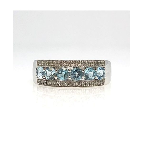 14Kt White Blue Topaz & Diamond Band Tena's Fine Diamonds and Jewelry Athens, GA