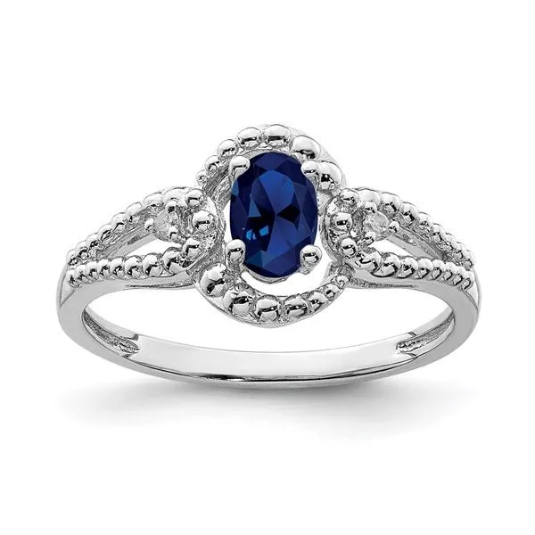 Sterling Silver Created Sapphire and Diamond Ring Tena's Fine Diamonds and Jewelry Elberton, GA
