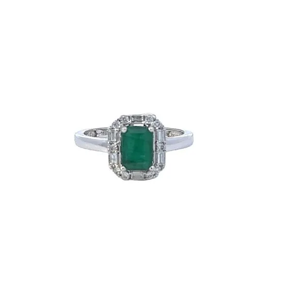 14Kt White Gold Emerald and Diamond Ring Tena's Fine Diamonds and Jewelry Athens, GA