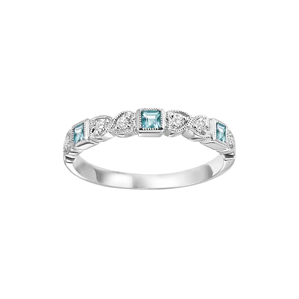 10K White Gold Diamond and Blue Topaz Band Ring Tena's Fine Diamonds and Jewelry Elberton, GA