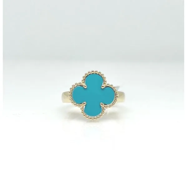 14Kt Yellow Gold Clover Shaped Turquoise Fashion Ring Tena's Fine Diamonds and Jewelry Athens, GA