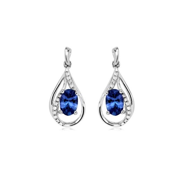 14kt White Gold 1.00ct Tanzanite & .10ct Diamond Drop Earrings Tena's Fine Diamonds and Jewelry Elberton, GA